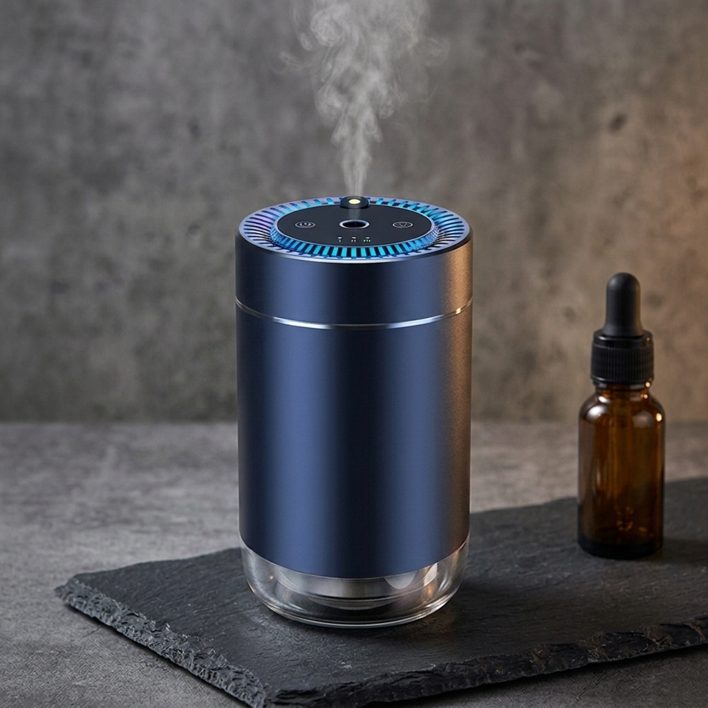 Maonoal M9 Custom car aroma diffuser, photorealistic dark-premium packshot