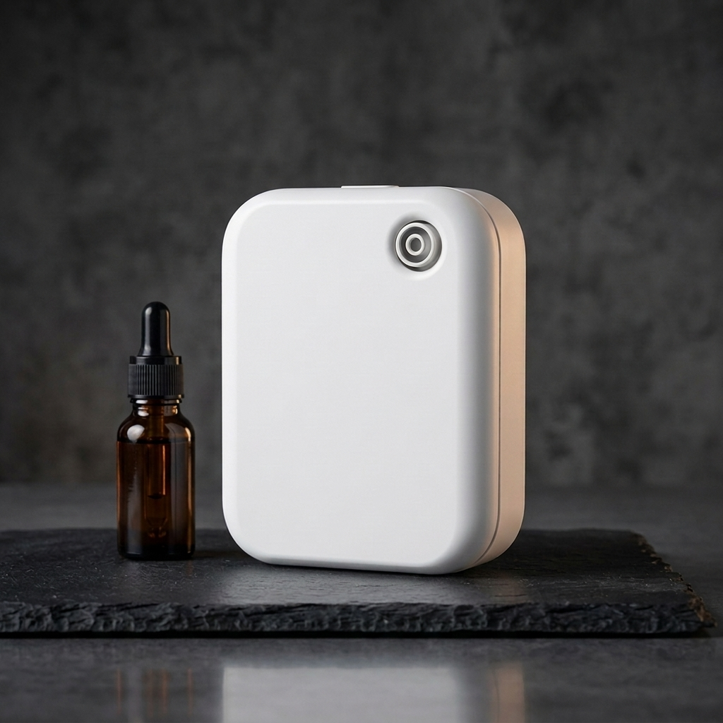 Maonoal A300 USB car scent diffuser, photorealistic dark-premium packshot