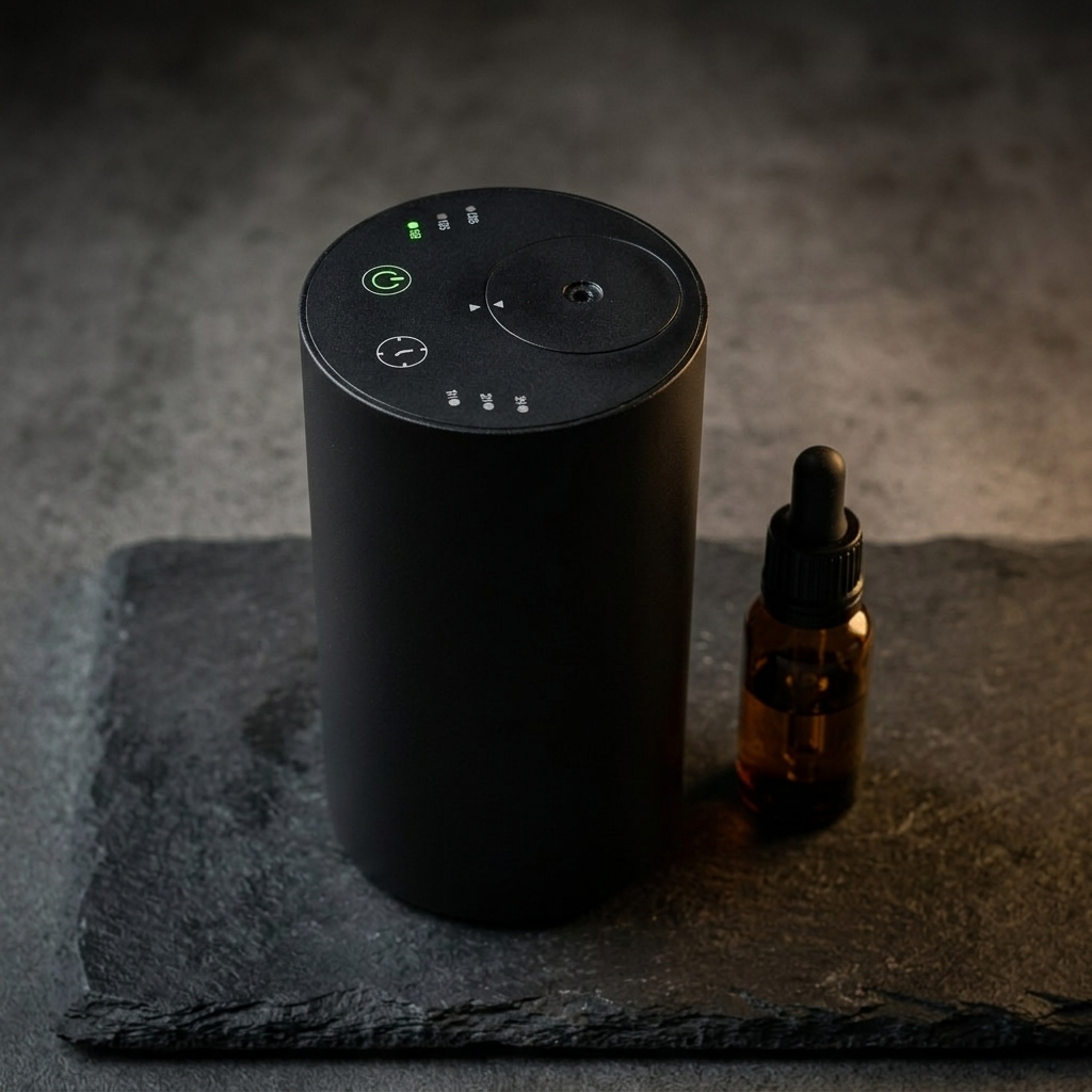 Siweiyi USB smart car automatic diffuser, photorealistic dark-premium packshot